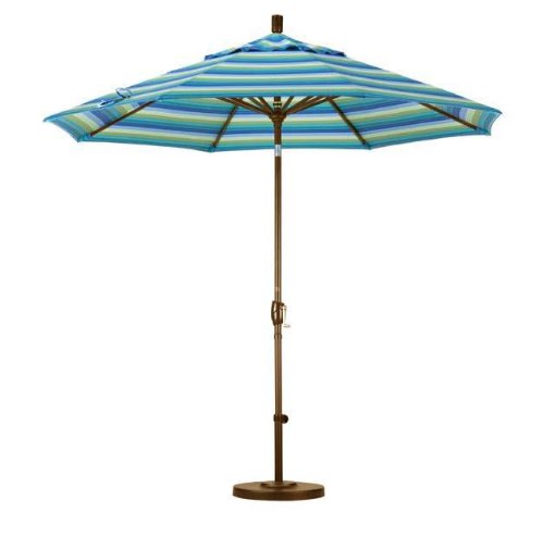 patio umbrella-California Umbrella GSPT908117-F71 9-Feet Aluminum Push Button Tilt Market Umbrella, Olefin Fabric, Teak with Bronze Pole