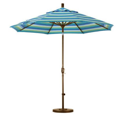 patio umbrella-California Umbrella GSPT908117-F71 9-Feet Aluminum Push Button Tilt Market Umbrella, Olefin Fabric, Teak with Bronze Pole