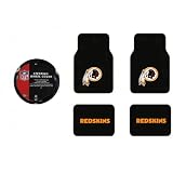 A Set of 4 Universal Fit NFL Plush Carpet Floor Mats and 1 Steering Wheel Cover -... 