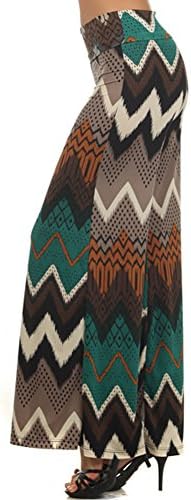 (Plus Size) Women's Chevron Print Self Banded Palazzo Pants (MADE IN USA)