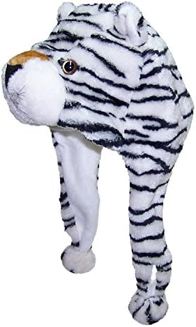 AAZZ Winter Soft With Ear Flap Novelty Cap Animal Costume Beanie (White Tiger)
