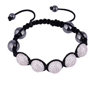 10MM Kadima Shamballa Bracelets Micro Pave Shamballa Bracelets Cz Disco Beads Buddhist Inspired Bracelet Unisex Micro Pave Lab Diamonds White CZ Adjustable Half Round And Hematite Beads