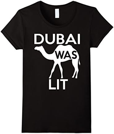 Women's Dub-ai Was Lit Ca-mel T-Shirt - White Logo Medium Black