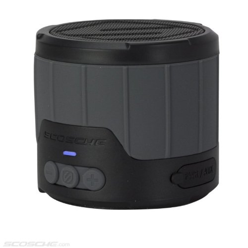 Scosche BTBTLMGY Mini Rugged Weatherproof Wireless Bluetooth Portable Speaker, Grey