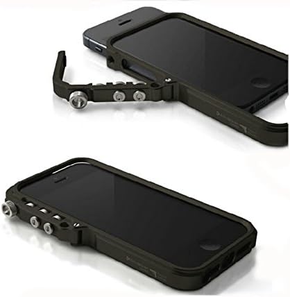 GICHA(TM) Luxury Deluxe Mechanical Arm Style Aluminum Alloy Protective Metal Bumper Frame Case Cover For Apple Iphone 5S (Black)