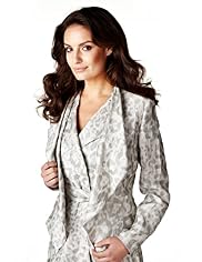 Per Una Speziale Linen Rich Leopard Print Open Front Waterfall Jacket