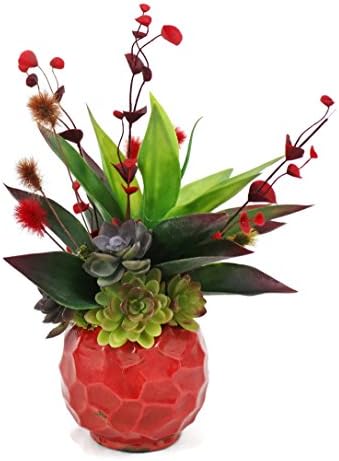 Medium Silk Floral Centerpiece, Silk Flower Arrangement, Floral Garden Design, Succulent Planter in our Patique Collection