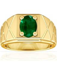 14K Yellow Gold Oval Cut Emerald Solitaire Ring