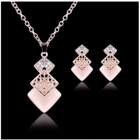 1 Set Luxury Rose Gold Wedding Jewelry Sets Women Necklace Earrings Jewelry Decoration