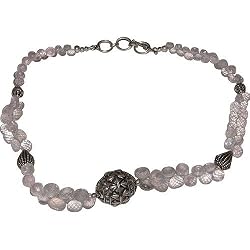 Silver Rose Quartz Gemstone Necklace 18.75 inches (gnklcs337nklc)