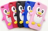 iPhone4/iPhone4S シリコンケース/可愛い動物ケース・ペンギンカバー5色 ブラック