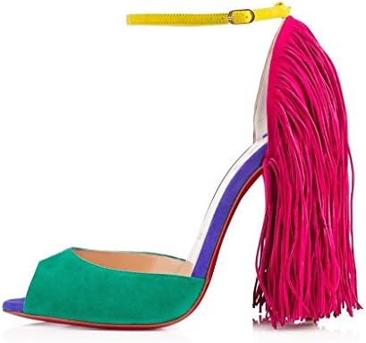 Shoesofdream Women's Relia High Heel Sandals Ankle Strap Pumps Peep Toe Shoes Handmade for Wedding Party Dress Stiletto Shoes 5 M US