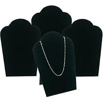 4 Black Velvet Padded Necklace Pendant Display Bust Easels 5.25"