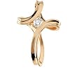 14K Yellow Gold Diamond Cross Pendant - 25.00x17.50mm