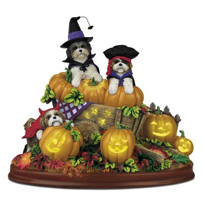 Pumpkin Patch Shih Tzu Dog Figurine