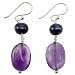 EXP Handmade Blue Freshwater Pearl & Amethyst Earrings With Sterling Silver