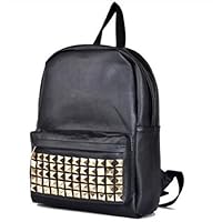 BLACK PU Studded Backpack School Bag Classic Stylish Look for School -JAM Closet