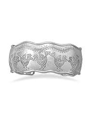 925 Sterling Silver Rooster and Vine Cuff Bracelet