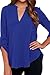 Chase Secret Women Summer Casual Shirt Tops Plus Size Blouse Chiffon Pullover XXL Blue