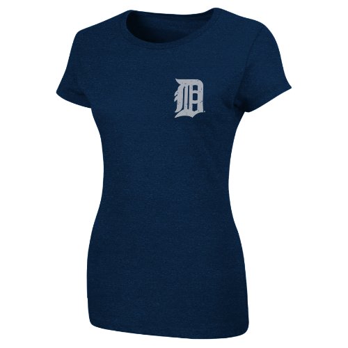 MLB Miguel Cabrera Detroit Tigers Women's Short Sleeve Crew Neck Tee (Ath Navy Heather, Small)