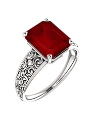 Platinum 10.00x8.00mm Emerald Cut Chatham Created Ruby Ring -- LIFETIME WARRANTY