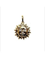 14k Yellow Gold, Sun Pendant Charm 15mm Wide