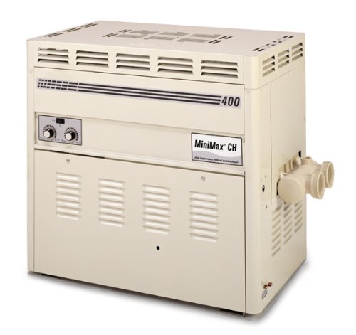 Pentair 460631 Stainless Steel MiniMax Almond CH Gas Heater 0-2999 Altitude, 200-BTU