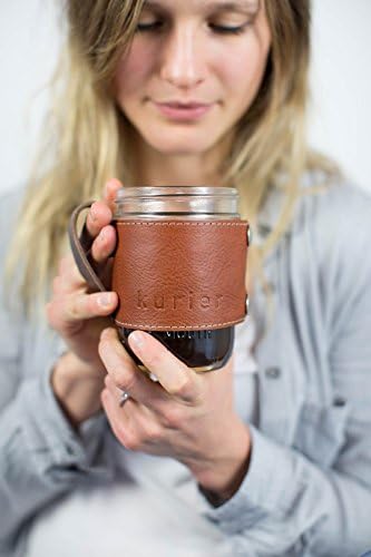 Kurier Camp Mug - leather wrapped mason jar coffee cup