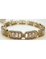BR4T4 Unique Two Gold Colors Antique Bracelet with 275 Round Diamonds.