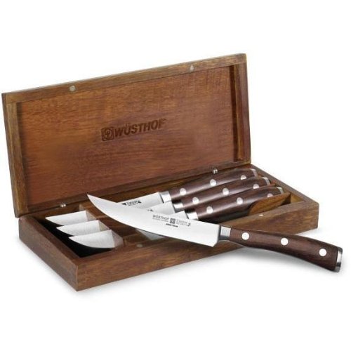 Wusthof Ikon Blackwood 4-piece Steak Knife Set In Walnut Presentation Chest On Sale