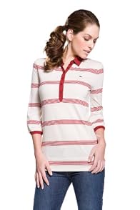 3/4 Sleeve Jersey Striped A-line Polo