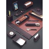 Brown Croco Leather Desk Set (13 Piece Set)