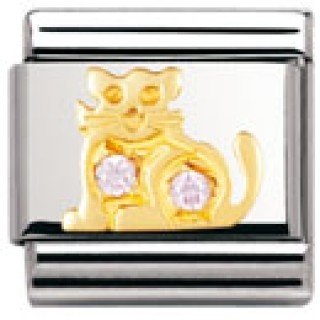 Nomination Comp. Classic TIERE - LAND Edelstahl, 18K-Gold und Cubic Zirc. (Katze ROSA) 030 Preisvergleich
