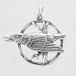 Round Raven Moon Pendant for Men or Women in Sterling Silver, #8700