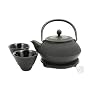 Japanese Cast Iron Pot tea set Black ARR w/ Trivet