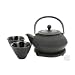 Japanese Cast Iron Pot tea set Black ARR w/ Trivet