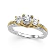 14K Two-Tone Gold Diamond Three-Stone Ring - 0.50 Ct. - CENTER STONE NOT INCLUDED