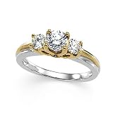14K Two-Tone Gold Diamond Three-Stone Ring - 0.50 Ct. - CENTER STONE NOT INCLUDED