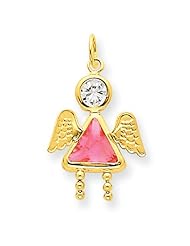 14k Gold October Girl Angel Birthstone Charm