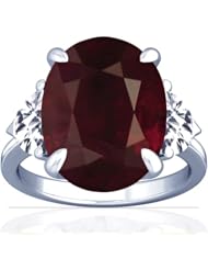 18K White Gold Cushion Cut Ruby Three Stone Ring