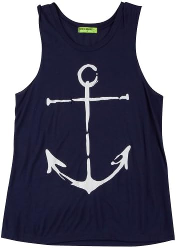 Fresh Brewed Anchor Tank Top Large Navy/white