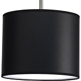 Progress Lighting P8820-01 Modular Pendant System Choose Shade and 1-Light Stem (P5198) To Make Complete Fixture 10-Inch Drum Shade, Black Parchment Paper