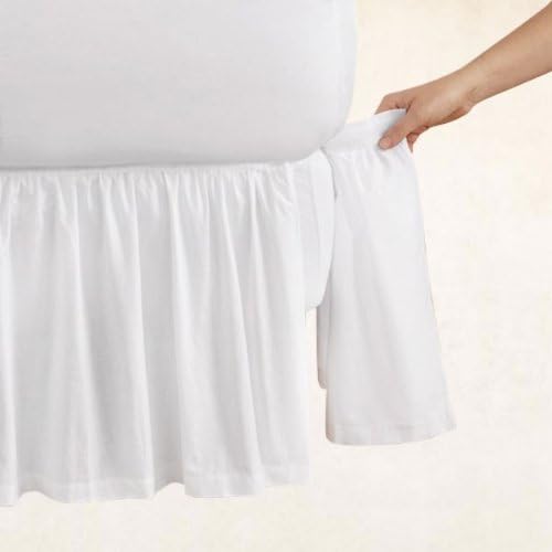 MaggiesDirect Gathered 18 Inch Detachable Bedskirt (Queen, White)