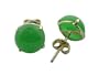 Green Jade Four Pronged Round Stud Earrings, 14k Gold
