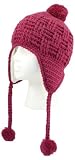 SK344 Hot Pink Handmade Chullo Fleece Lined Ski Napa Hat Trooper Trapper with Ear Flaps Winter Knit Beanie Mountaineering Skull Cap Women FREE SHIPPING