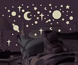 Reusable Decorative Celestial Glow in the Dark Wall Appliques Stickers for Girl and Boy