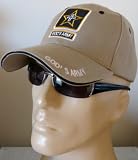 God's Army Christian Baseball Cap, Beige/ Tan/ Khaki Hat with Cross Inside of Gold Star NEW DESIGN with Shadowing of main image on the side, Adjustable to Fit Most Men, Women and Teens