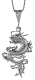 Sterling Silver 1 9/16 in. (40mm) Tall Chinese Dragon Pendant