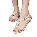 Womail Summer Atificial Gem Owl Beaded Sandals Clip Toe Sandals Beach Shoes