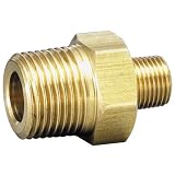 フローバル 黄銅製ねじ込継手 異径ニップル ネジ(R1×R2)1/2×3/8 GRN-0403-BS